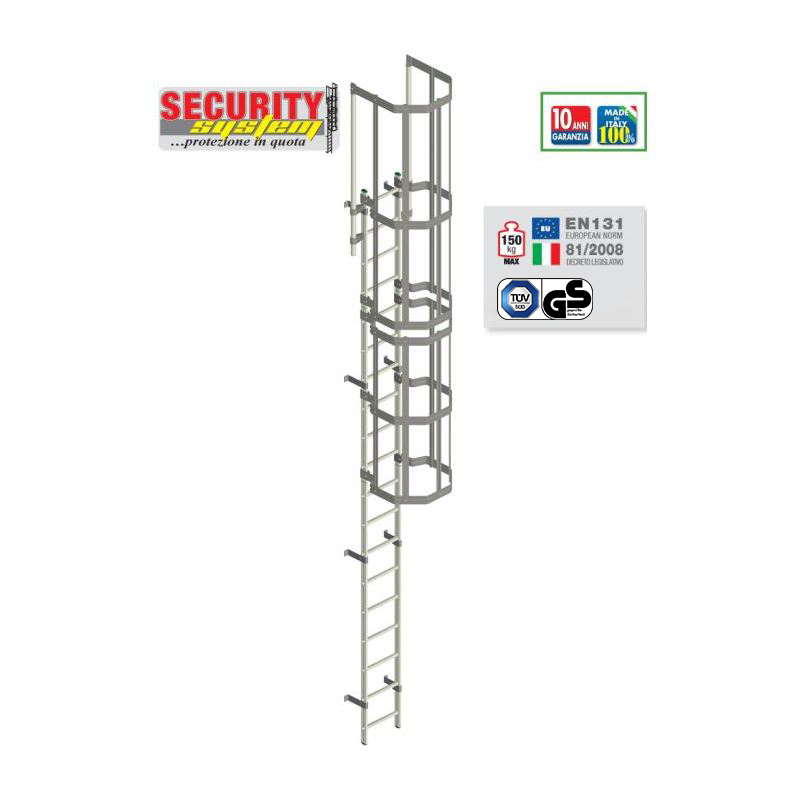 VERTICAL LADDER WITH SAFETY CAGE SECURITY SYSTEM
