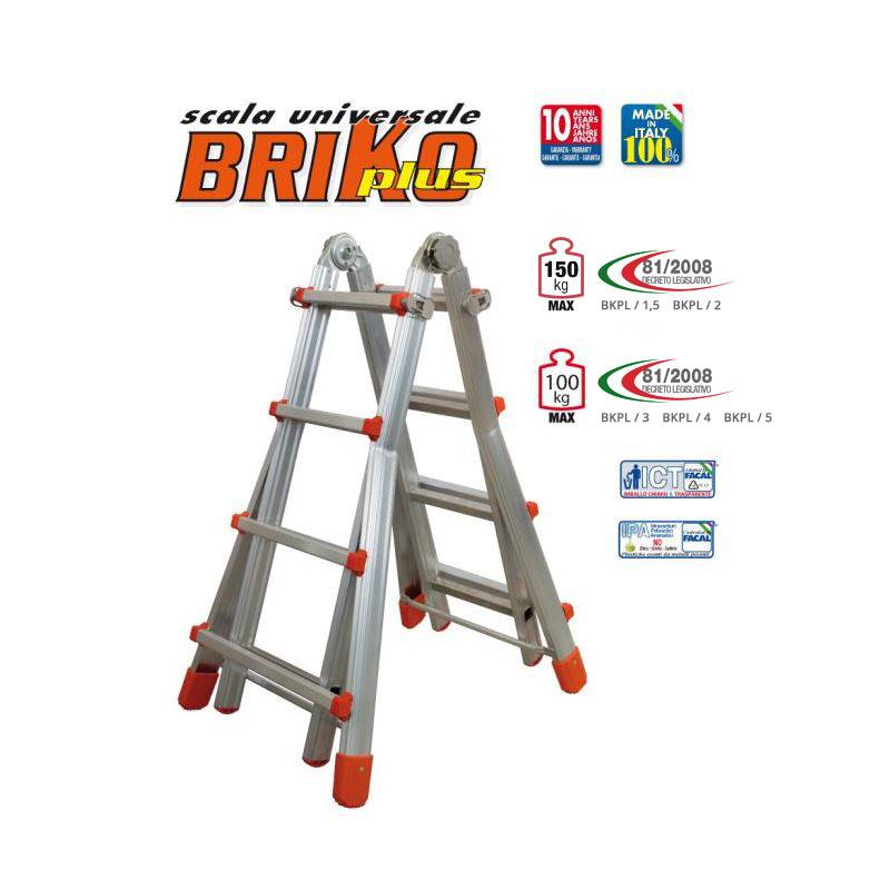 Scala universale in alluminio Facal Euro Briko BK/5 - gradini 6+6, Edilizia Scale professionali