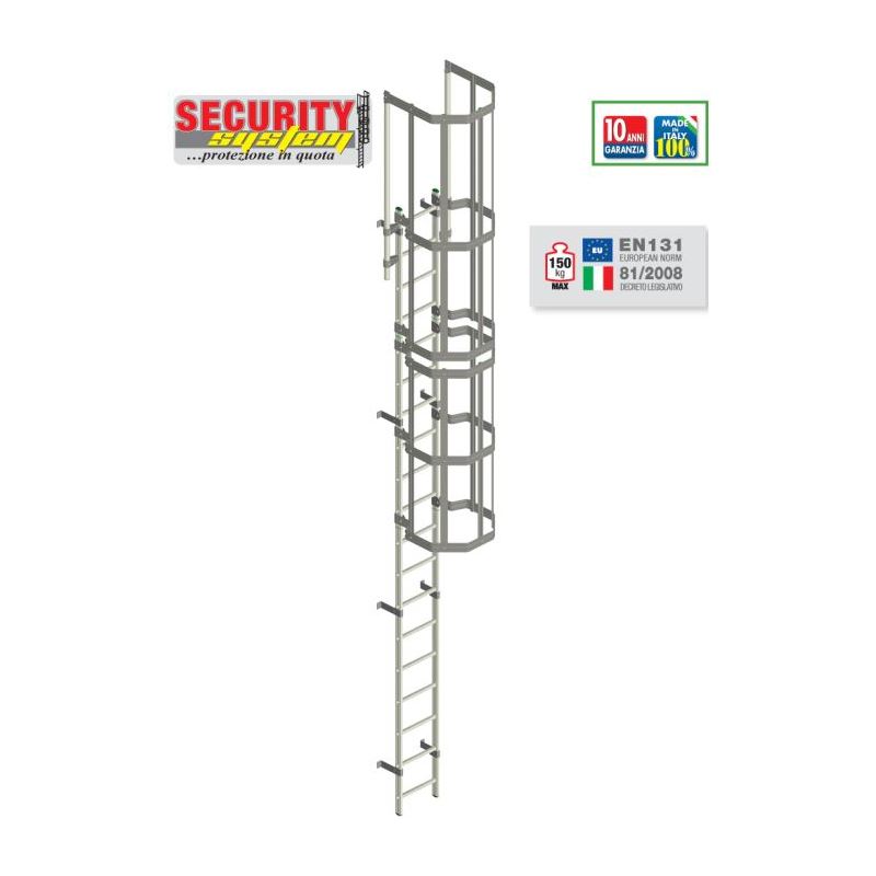 VERTICAL LADDER WITH SAFETY CAGE SECURITY SYSTEM - 15 m